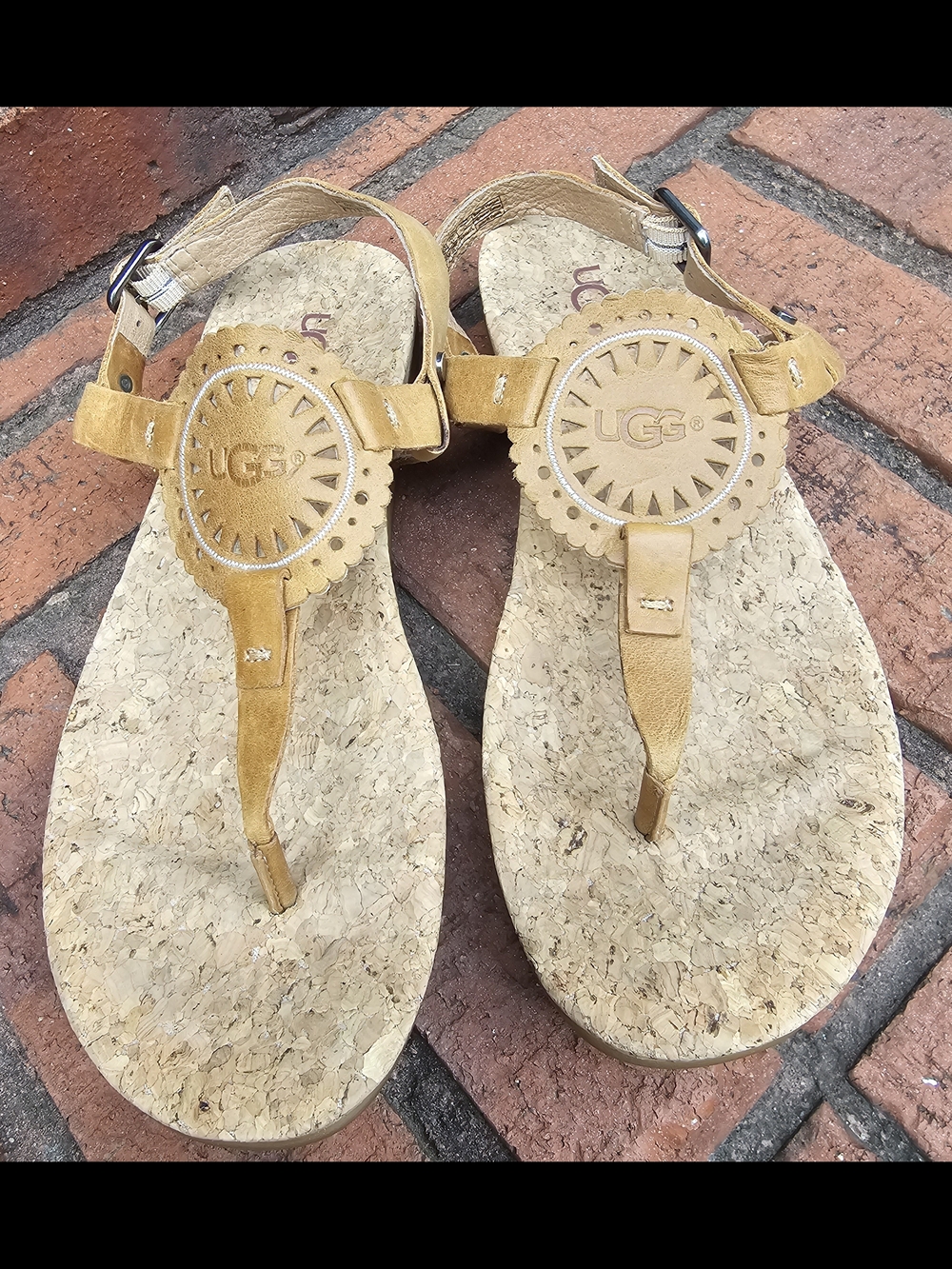 UGG Women's Ayden Tan Cork Thong Sandals